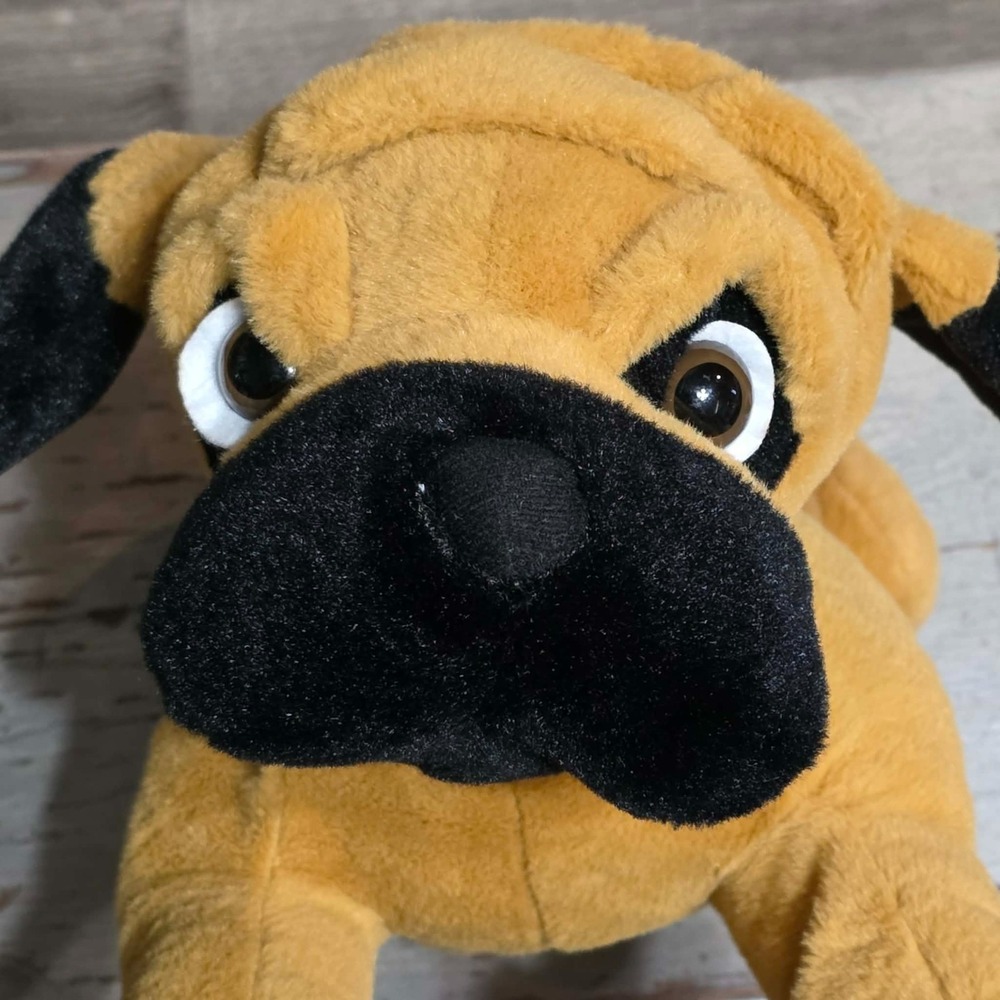 English Bulldog Brown Black Dog Huggable Stuffed Plush Toy 18"